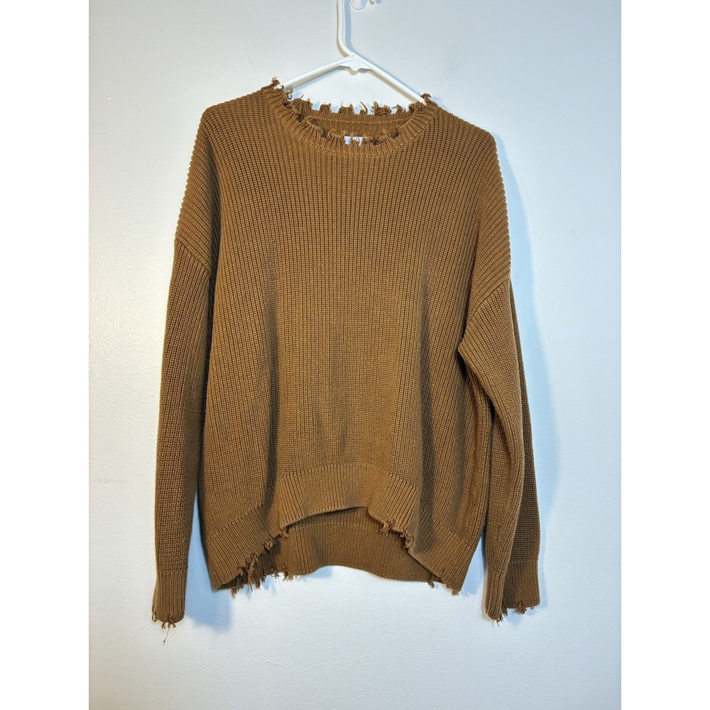 Chelsea Deboer by Lilly and Lottie Sweater Sz M Brown Distressed‎ Chunky Knit